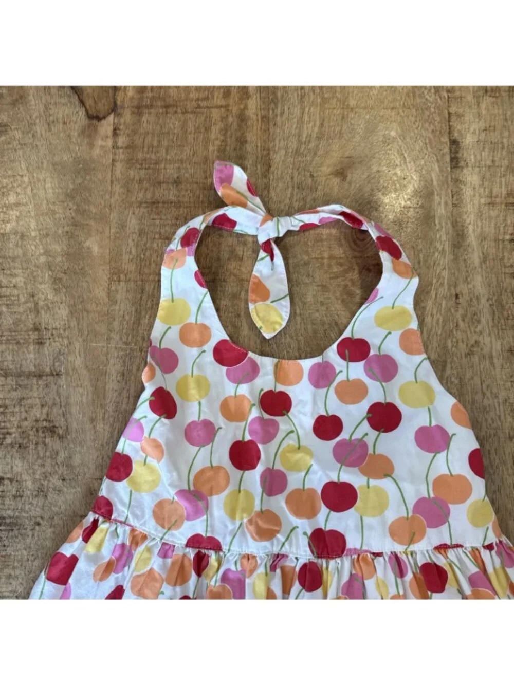 Gymboree White Cherry Baby Halter Dress girls 12 cherries Cottagecore beach